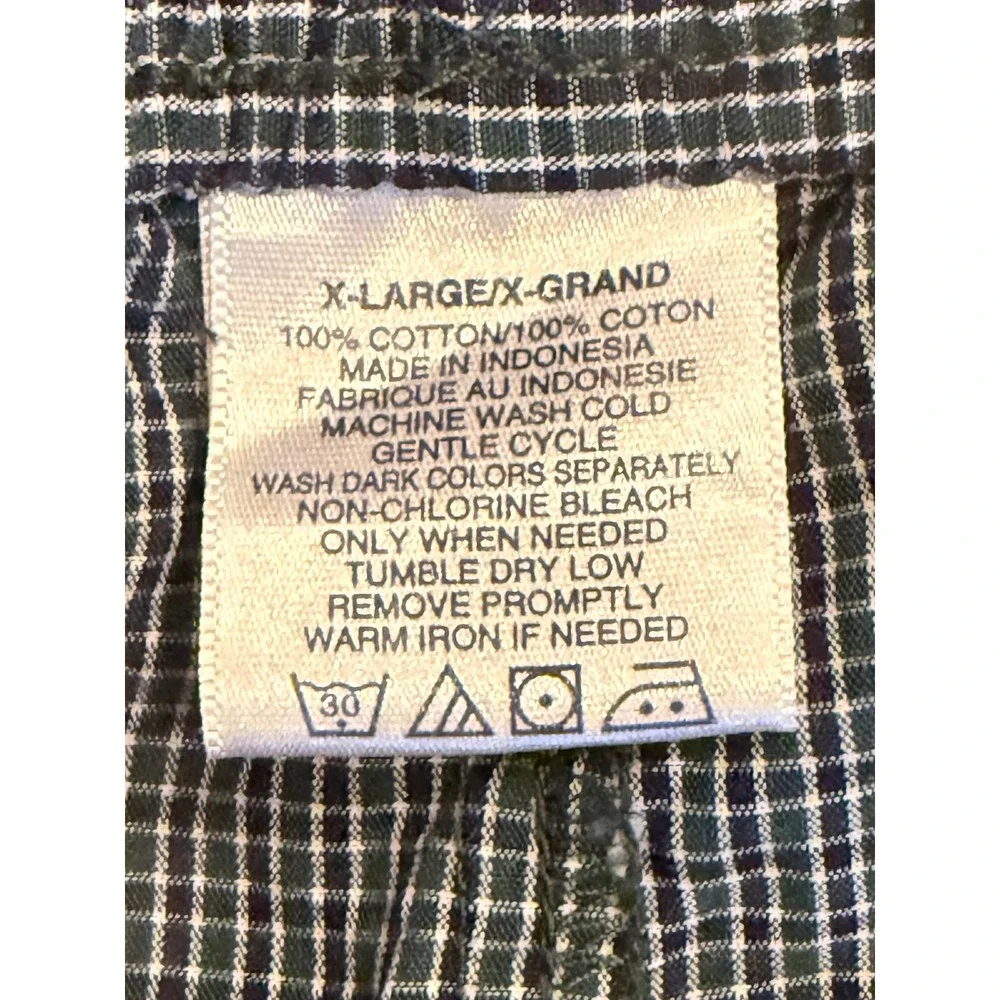 Tommy Hilfiger Mens XL Green Navy Micro Check Cotton Pajama Lounge Pants